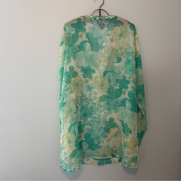 Woman’s XL Floral Sheer Tunic Top with Sequins Boho Festival Coastal Resort - Picture 6 of 7